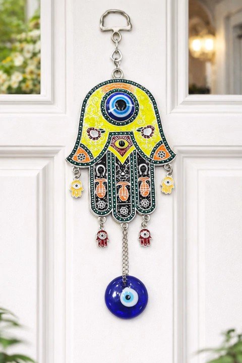 Colgante Hamsa metal y ojo turco