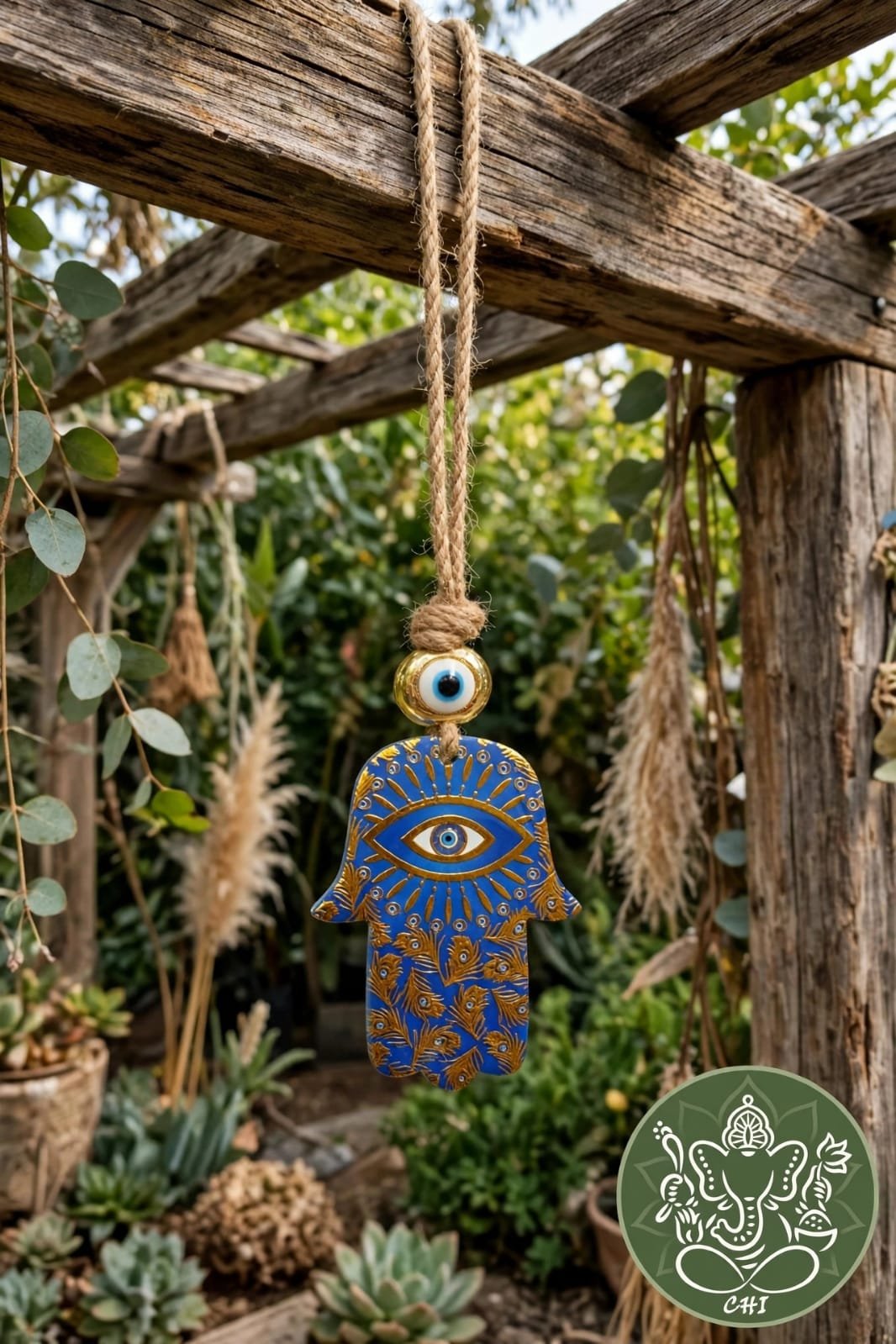 Colgante Hamsa y ojo turco o mandalas