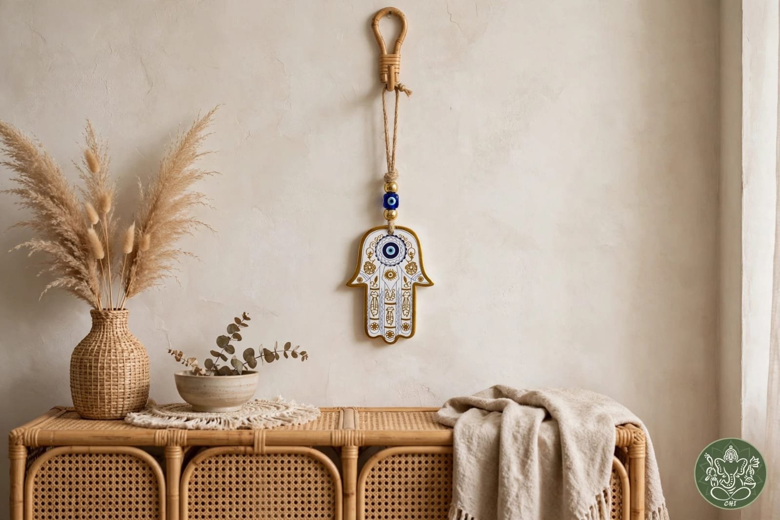 Colgante Hamsa y ojo turco o mandalas