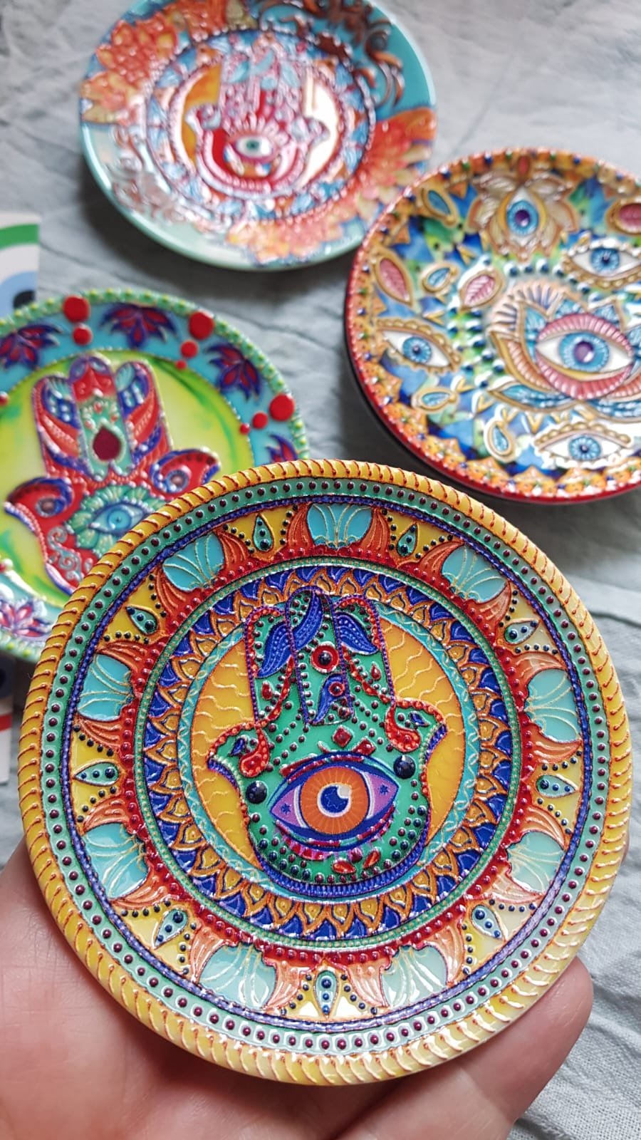 Iman Platitos hamsa ojo turco cerámica