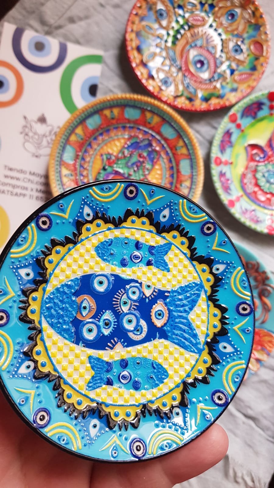Iman Platitos hamsa ojo turco cerámica