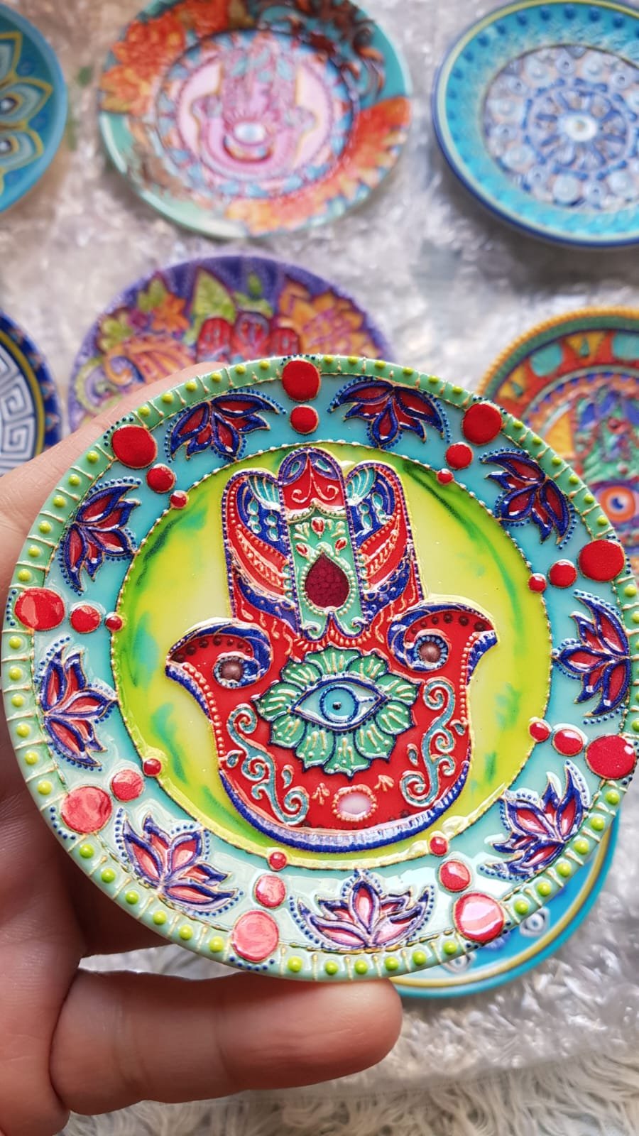Iman Platitos hamsa ojo turco cerámica