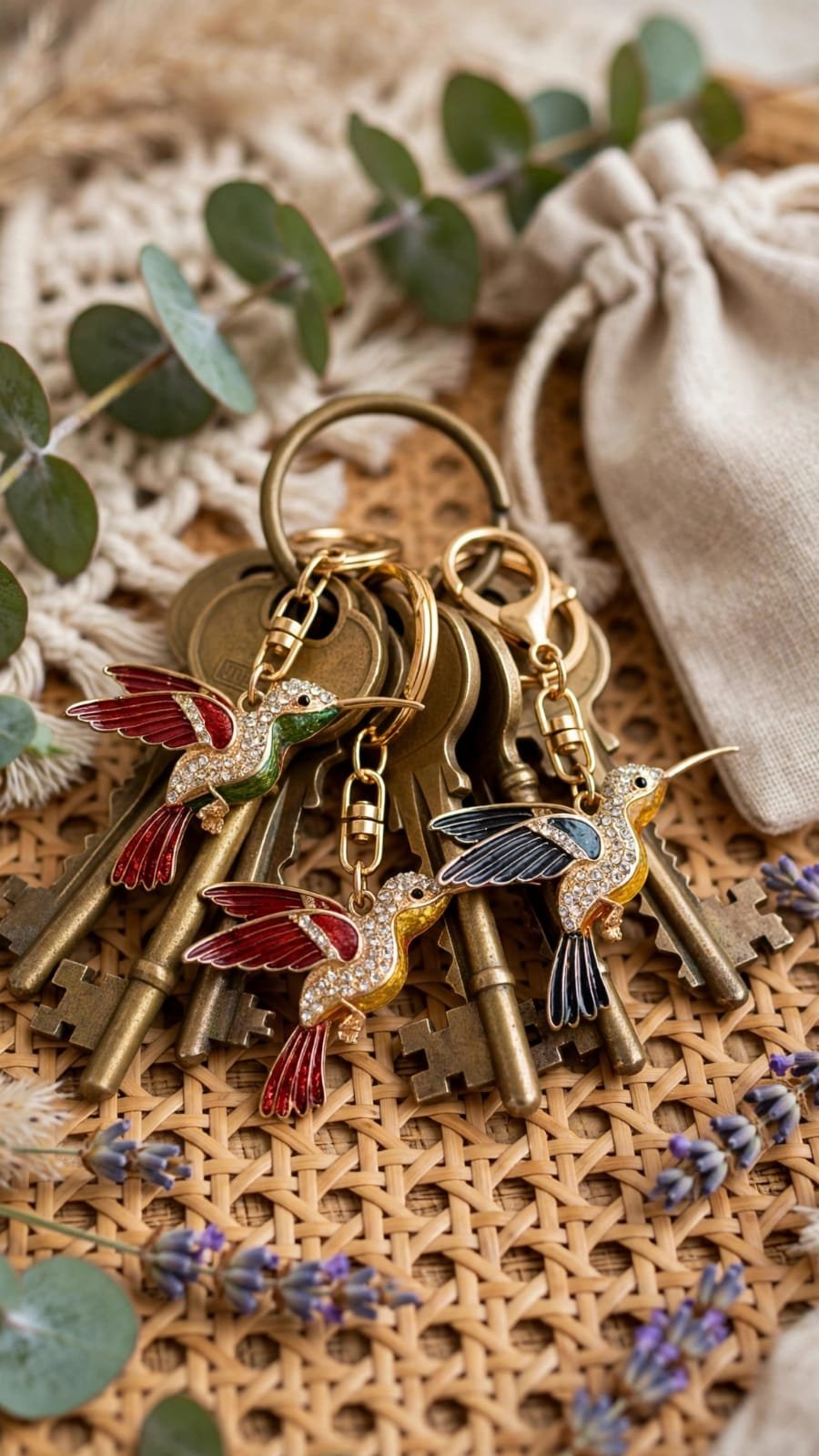 Llaveros colibrí con brillos