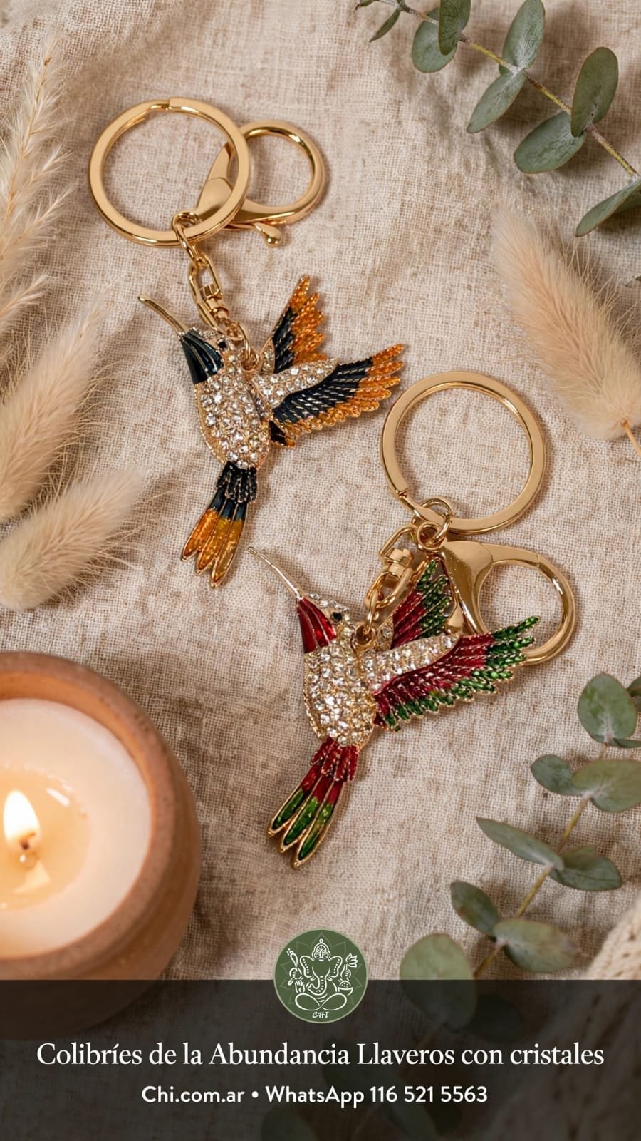 Llaveros colibrí con brillos