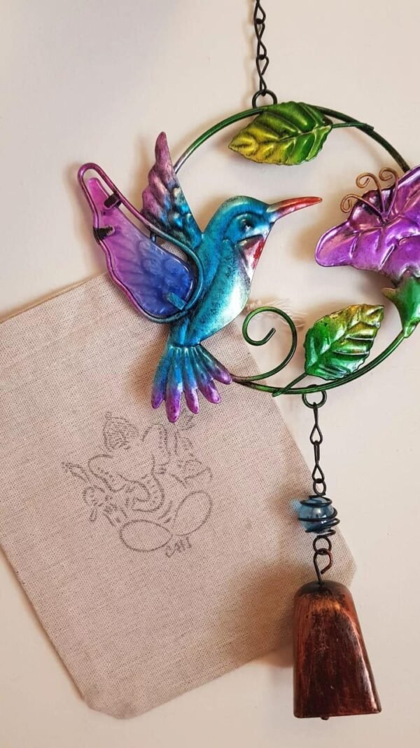 colibri2 Móvil Colibrí Azul con Aro flor mediano