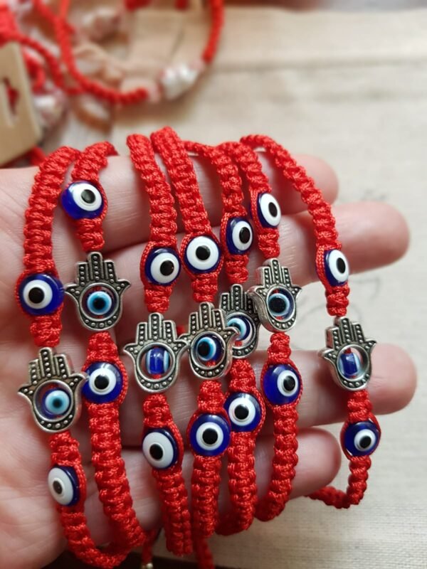 Pulseras Hilo rojo con mano Fatima y Ojo Turco