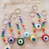 Nuevos Chi Llaveros 7 Chakras y dije Ojo turco Color con Hamsa