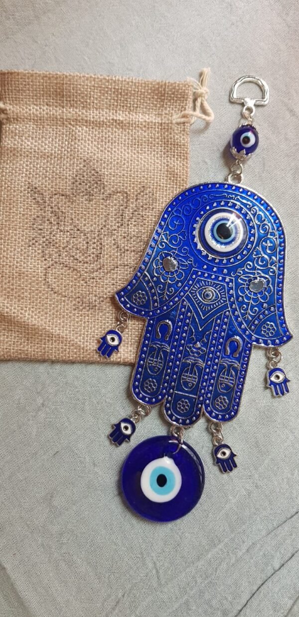 Colgante Mano Fátima y Ojo Turco metal