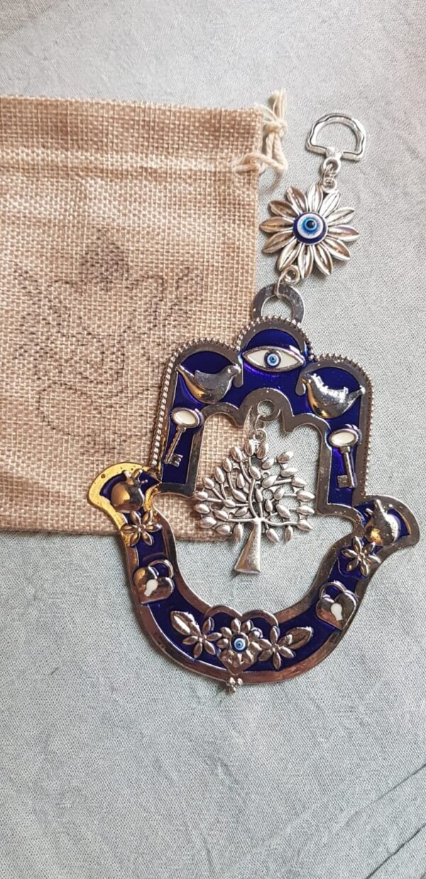 Colgante Mano Fátima y Ojo Turco metal