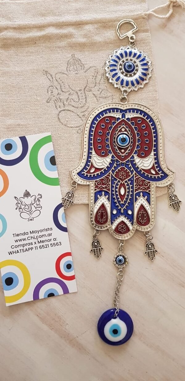 Colgante Mano Fátima y Ojo Turco metal