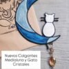 Colgante Luna y Gato con Cristales Atrapasoles