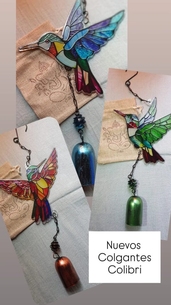 Colgante Colibrí vidrio y campana