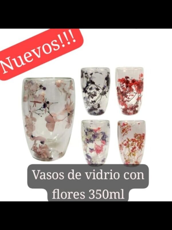 vasos Vidrio con flores 350ml