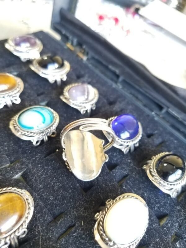 Pack Anillos alpaca regulables con piedras naturales x 12